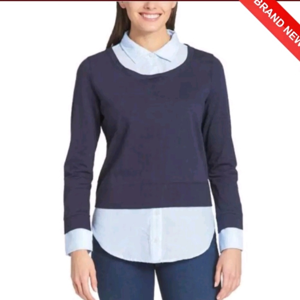 Tommy Hilfiger Ladies' 2-fer Blouse, navy, Size s